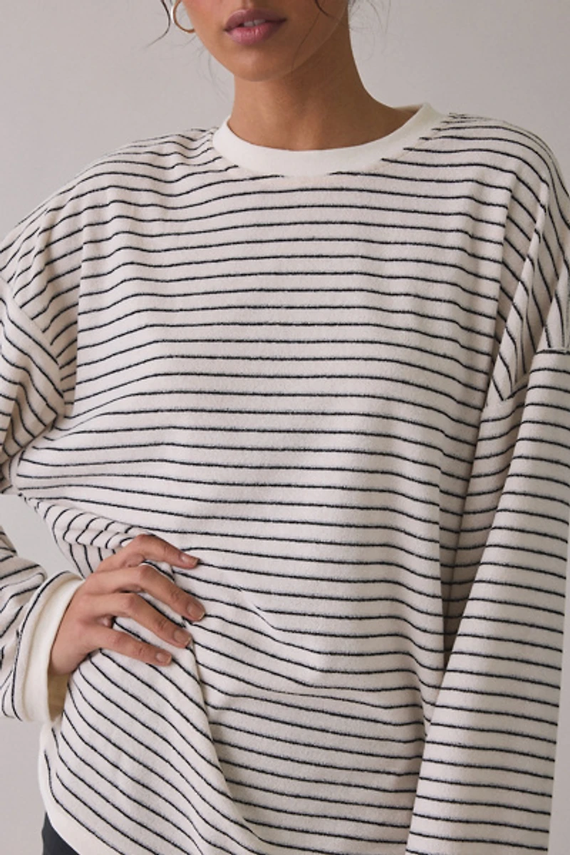 Lioness Bry Noir Stripe Oversized Long Sleeve Tee