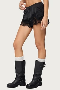 Edikted Reisa Lacey Satin Effect Shorts
