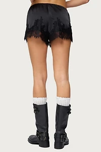 Edikted Reisa Lacey Satin Effect Shorts