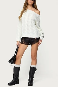 Edikted Reisa Lacey Satin Effect Shorts