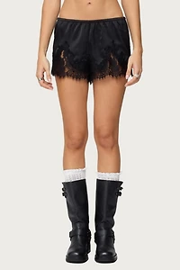 Edikted Reisa Lacey Satin Effect Shorts