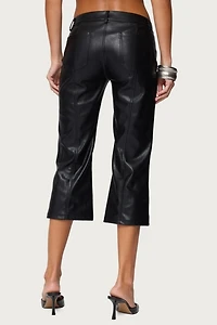 Edikted Lexy Faux Leather Flared Capri Pants