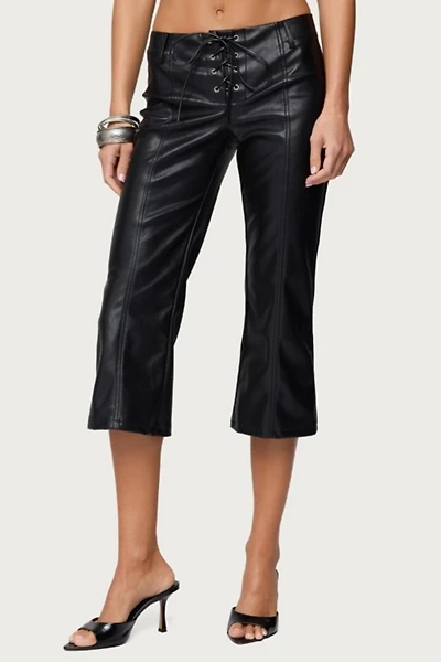 Edikted Lexy Faux Leather Flared Capri Pants