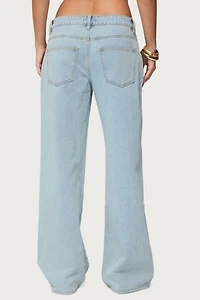 Edikted Adison Button Low Rise Baggy Jeans