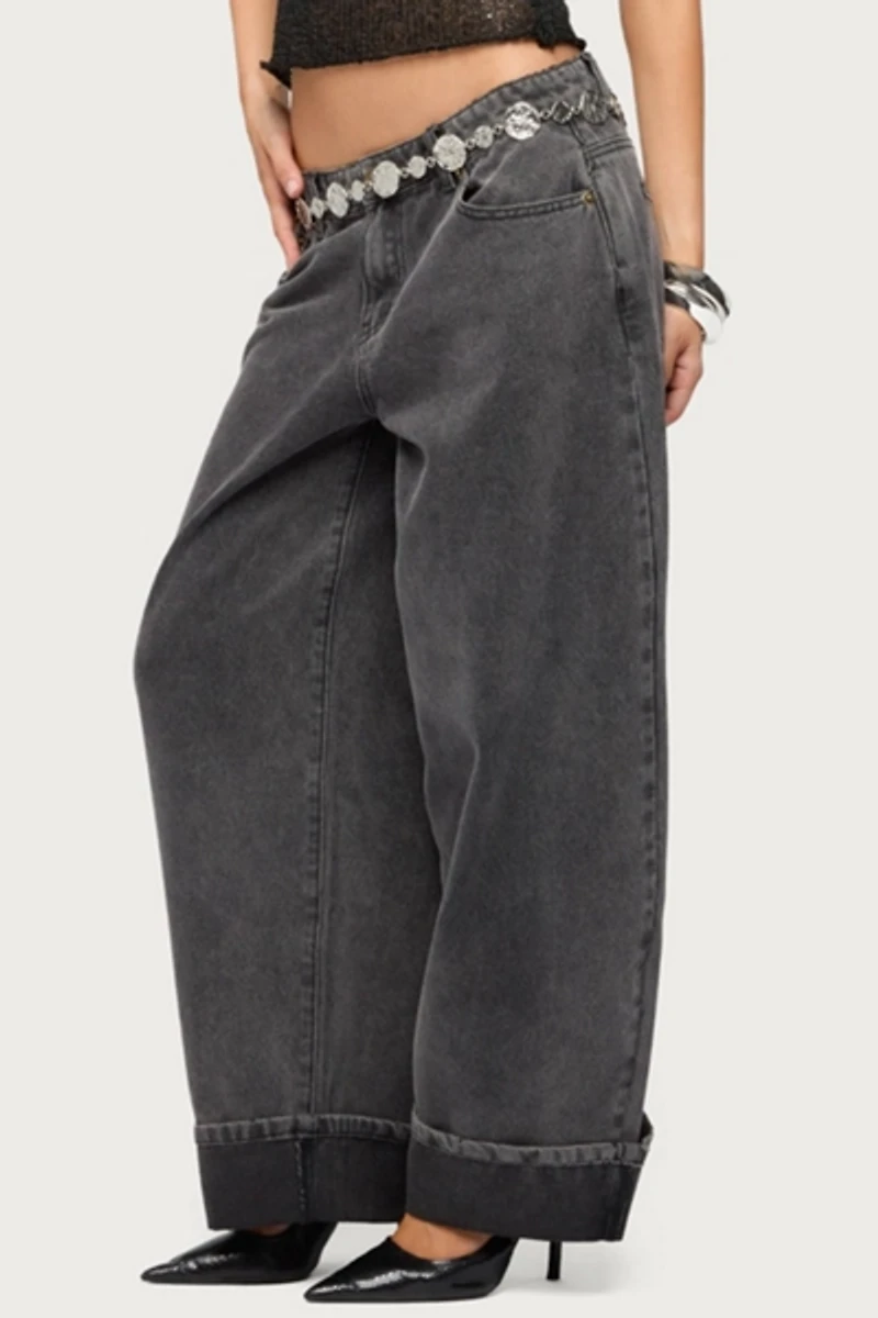 Edikted Petite Kella Low Rise Baggy Jean