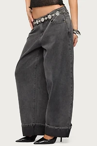 Edikted Petite Kella Low Rise Baggy Jean