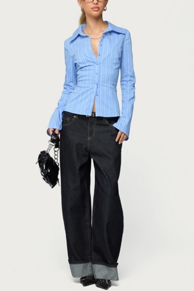 Edikted Petite Kella Low Rise Baggy Jeans