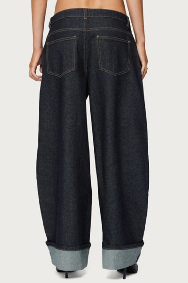 Edikted Petite Kella Low Rise Baggy Jeans