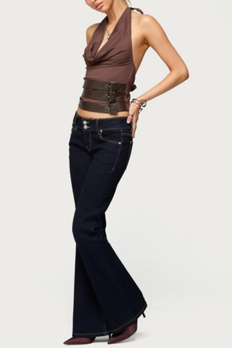 Edikted Buckle Cowl Neck Backless Top