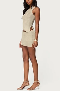 Edikted Goldy Asymmetric Metallic Knit Top