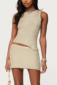 Edikted Goldy Asymmetric Metallic Knit Top