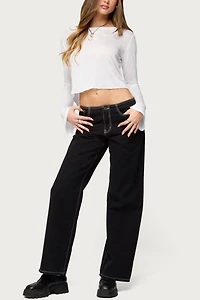 Edikted Catalena Long Sleeve Sheer Top