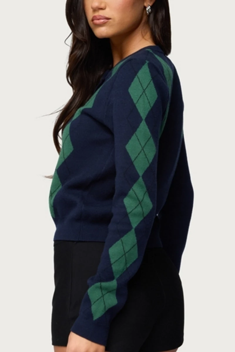 Edikted Farren Argyle Cardigan