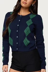 Edikted Farren Argyle Cardigan