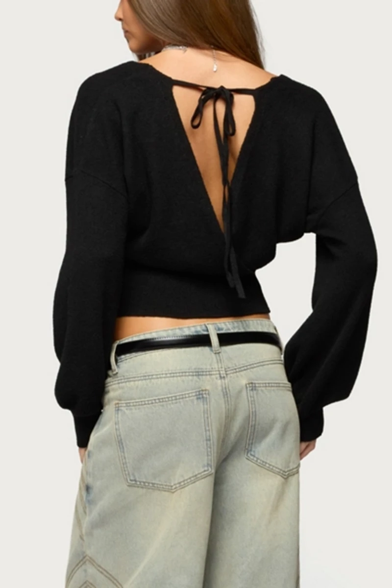 Edikted Lillia V Neck Wrap Sweater