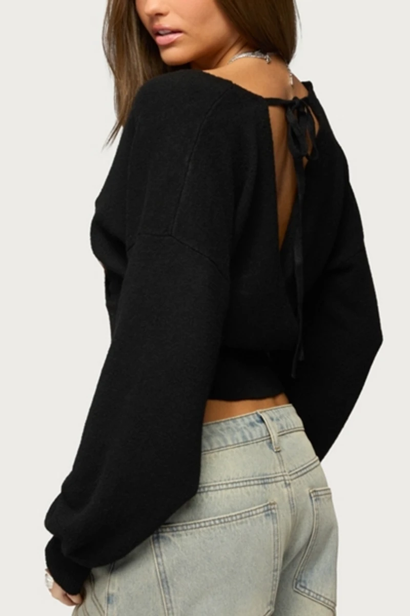Edikted Lillia V Neck Wrap Sweater