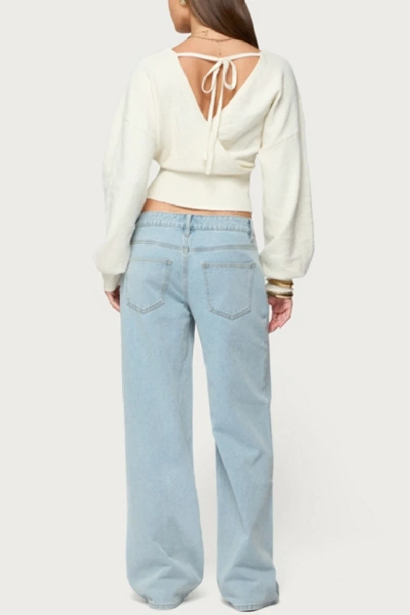 Edikted Lillia V Neck Wrap Sweater