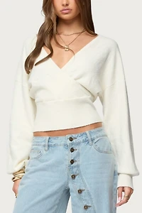 Edikted Lillia V Neck Wrap Sweater