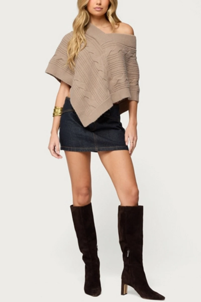 Edikted Vickey Cable Knit Poncho