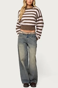 Edikted Penelope Fuzzy Striped Sweater