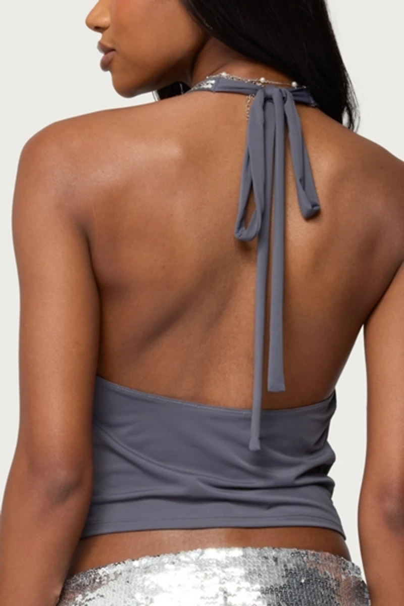 Edikted Briella Cowl Neck Halter Top