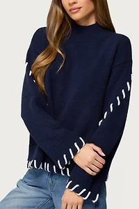 Edikted Indah Contrast Stitch Oversized Sweater
