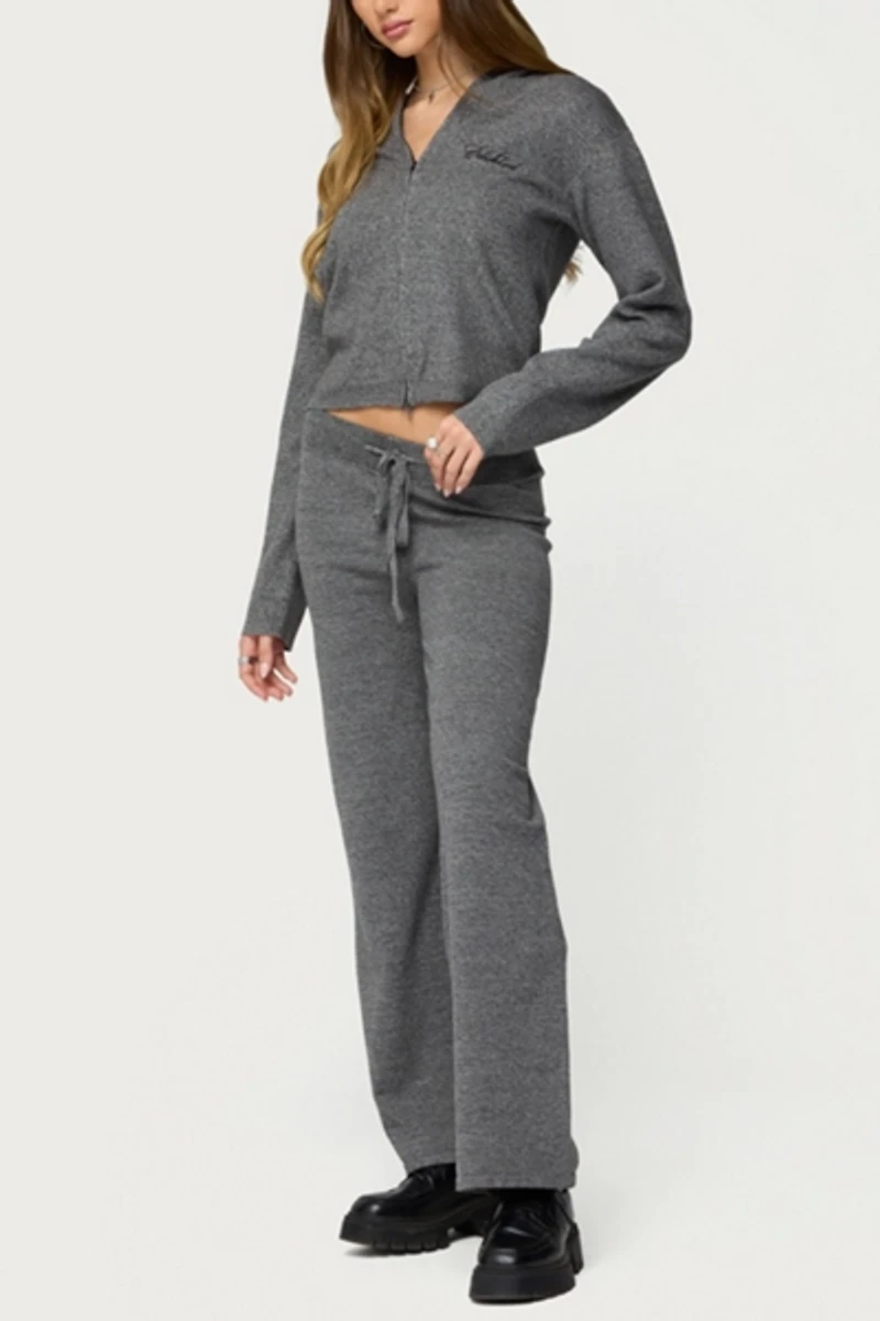 Edikted Ayah Knit Zip Up Hoodie