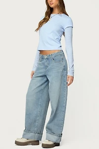 Edikted Stripey Layered Long Sleeve T Shirt