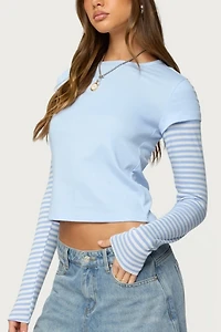 Edikted Stripey Layered Long Sleeve T Shirt