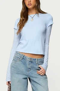 Edikted Stripey Layered Long Sleeve T Shirt
