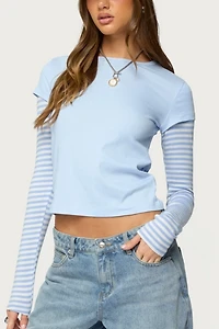 Edikted Stripey Layered Long Sleeve T Shirt