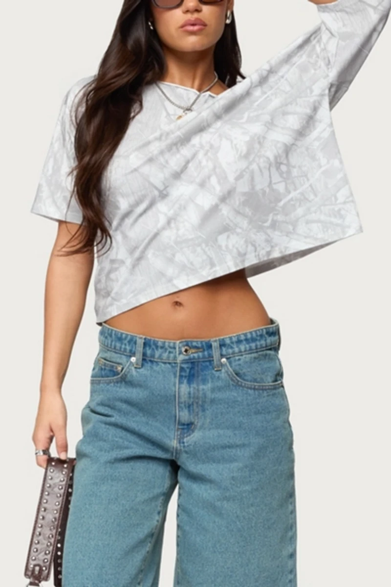 Edikted Davida Off Shoulder Camo Top