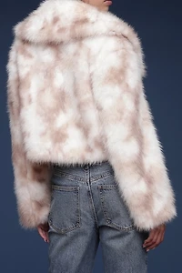 Avec Les Filles Faux Fur Collared Cropped Coat