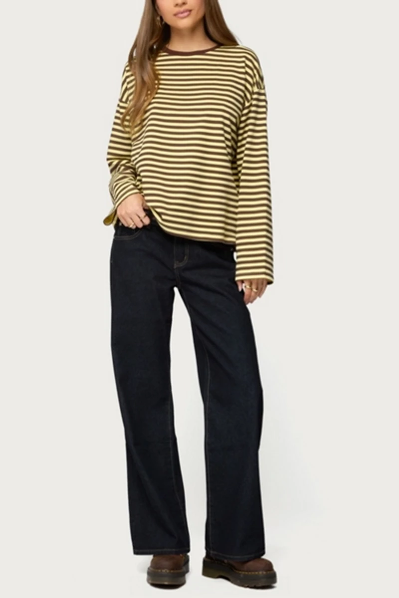 Edikted Jodie Oversized Striped Long Sleeve Top