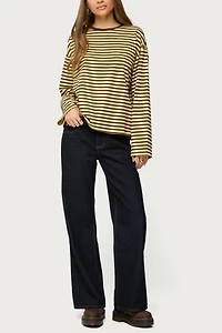 Edikted Jodie Oversized Striped Long Sleeve Top