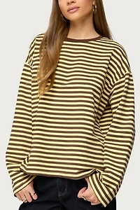 Edikted Jodie Oversized Striped Long Sleeve Top