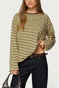 Edikted Jodie Oversized Striped Long Sleeve Top