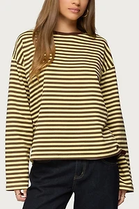 Edikted Jodie Oversized Striped Long Sleeve Top