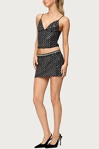 Edikted Jenny Beaded Mesh Boned Top