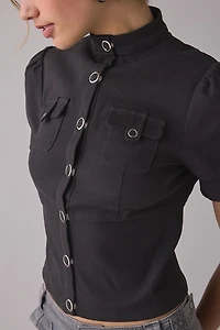 Motel Renia Short Sleeve Military Top