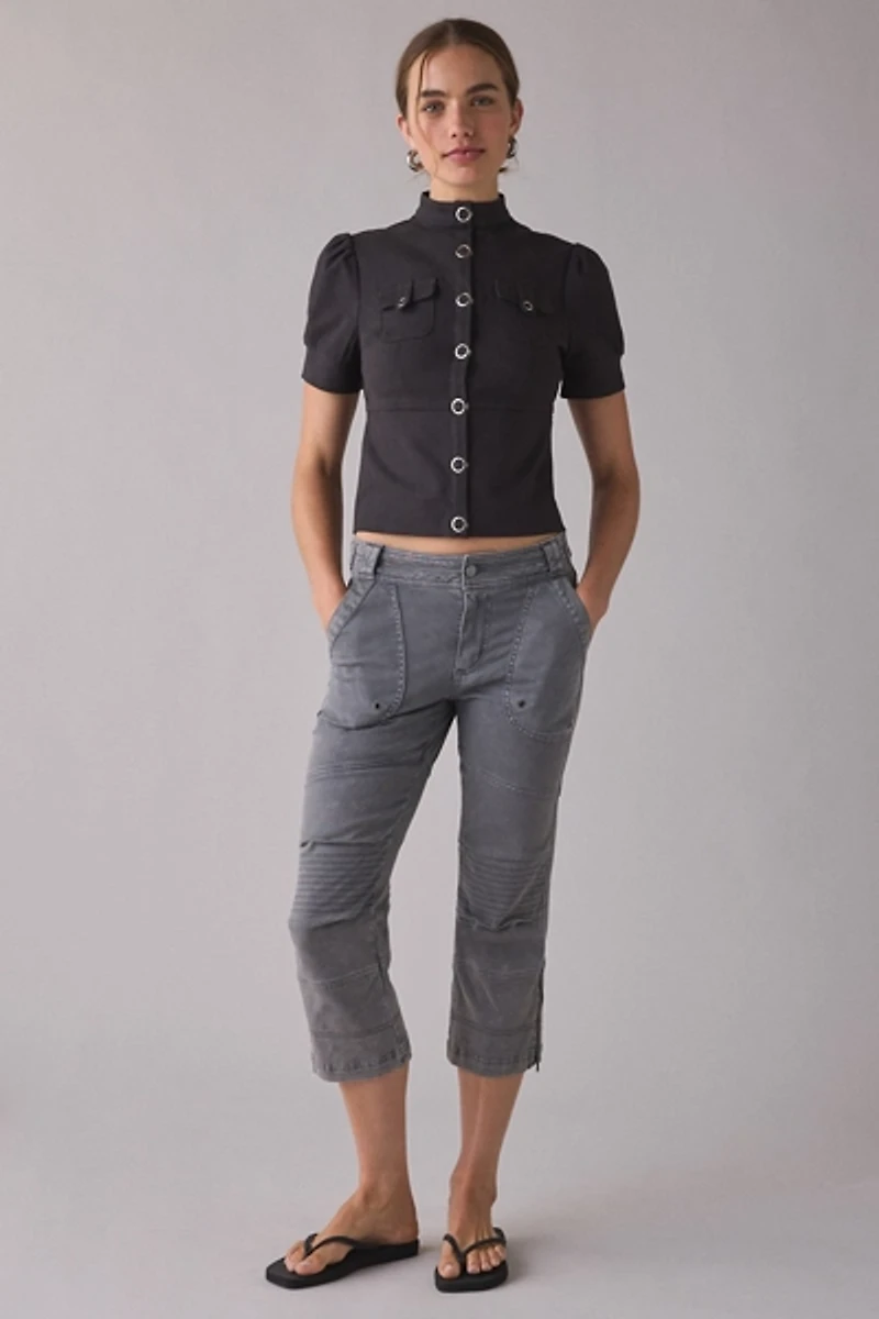 Motel Renia Short Sleeve Military Top