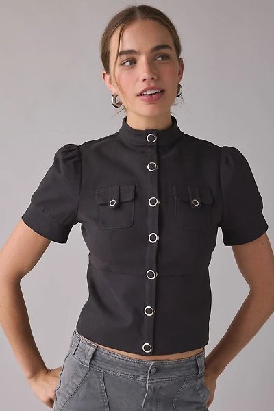 Motel Renia Short Sleeve Military Top