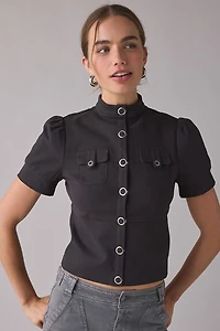 Motel Renia Short Sleeve Military Top