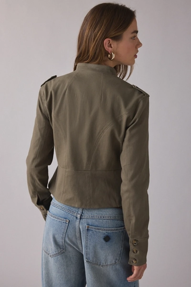 Motel Diranda Cropped Khaki Military Jacket