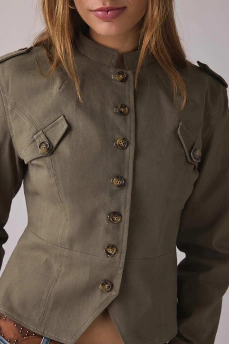 Motel Diranda Cropped Khaki Military Jacket