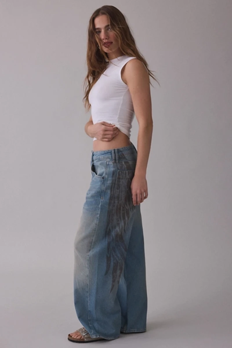 BDG Jaya Angel Wings Graphic Baggy Boyfriend Jeans