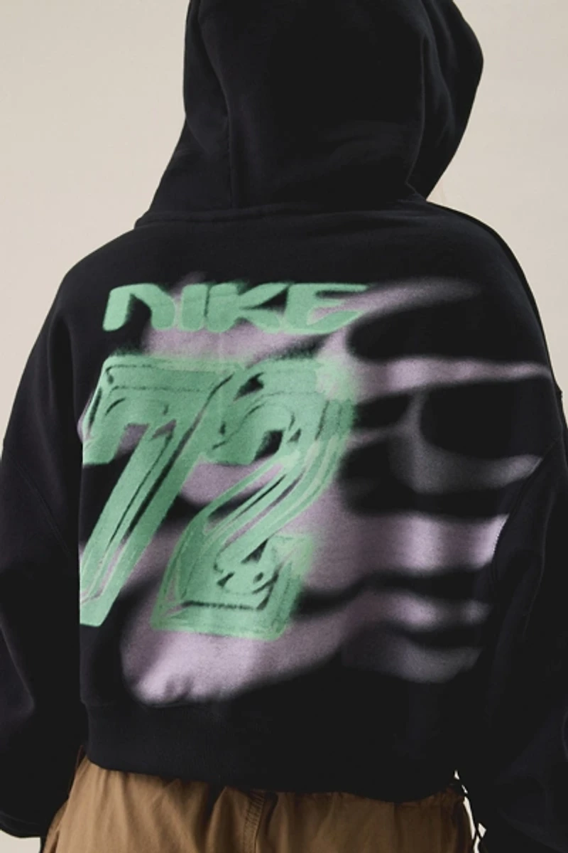 Nike Studio Fleece Graphic Oversized Cropped Hoodie Sweatshirt