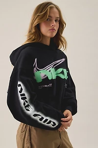 Nike Studio Fleece Graphic Oversized Cropped Hoodie Sweatshirt