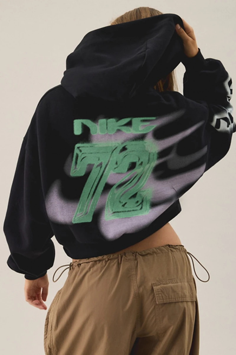 Nike Studio Fleece Graphic Oversized Cropped Hoodie Sweatshirt