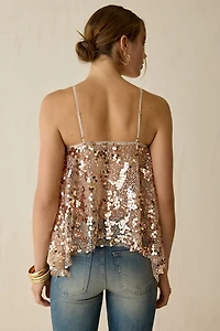 UO Rue Sheer Mesh Sequin Beaded Tank Top